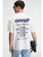 FEAST Erkek %100 Pamuk Oversize Fit Baskılı Kısa Kollu Yuvarlak Yakalı Ekru T-Shirt 5