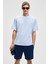 CHIC Erkek Relaxed Fit Dokulu Pamuk Kumaş Mavi T-Shirt 1