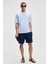 CHIC Erkek Relaxed Fit Dokulu Pamuk Kumaş Mavi T-Shirt 2