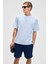 CHIC Erkek Relaxed Fit Dokulu Pamuk Kumaş Mavi T-Shirt 3