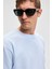 CHIC Erkek Relaxed Fit Dokulu Pamuk Kumaş Mavi T-Shirt 5