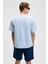 CHIC Erkek Relaxed Fit Dokulu Pamuk Kumaş Mavi T-Shirt 7