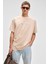 MANOL Erkek Bisiklet Yaka %100 Organik Pamuklu Oversize Fit Bej T-Shirt 2