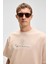 MANOL Erkek Bisiklet Yaka %100 Organik Pamuklu Oversize Fit Bej T-Shirt 6