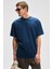 Benfıca Erkek Organik Pamuk Baskı Detaylı Oversize Kısa Kol Bisiklet Yaka Lacivert T-Shirt 4