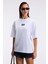 ZEYLINA Kadın %100 Pamuk Baskılı Regular Fit Kısa Kollu Bisiklet Yaka Beyaz T-Shirt 4