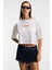 ORELZA Kadın %100 Pamuk Baskılı Yuvarlak Yaka Oversize Fit Ekru T-Shirt 2
