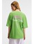 ZEYLINA Kadın %100 Pamuk Baskılı Regular Fit Kısa Kollu Bisiklet Yaka Yeşil T-Shirt 1