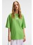 ZEYLINA Kadın %100 Pamuk Baskılı Regular Fit Kısa Kollu Bisiklet Yaka Yeşil T-Shirt 2