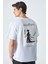 Martınellı Erkek Bisiklet Yaka Baskılı Kısa Kol Oversize Beyaz T-Shirt 1