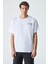 Martınellı Erkek Bisiklet Yaka Baskılı Kısa Kol Oversize Beyaz T-Shirt 4