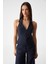 LIMBER Kadın Apaj Yaka Kolsuz Slim Fermuarlı Lacivert Büstiyer 3