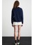 Sahıan Kadın Organik Pamuk 3 Iplik Içi Şardonlu Kol Etiket Detaylı Regular Lacivert Sweatshirt 5