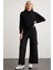 Kemberly Kadın Kapüşonlu Relaxed Kalıp Basic Siyah Sweatshirt 1