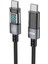 HM-540 Dijital Ekran Örgülü Hızlı Type-C To Type-C Şarj ve Data Kablosu, Estetik Tasarım, 60W 100CM, Andorid iPhone iPad Ipod Uyumlu, Siyah 1