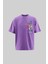 Erkek Splater Look Colored Embroidered Oversize Mor Tişört 1