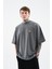 Erkek Printed And Glitter Embroidered Oversize Smoked Tişört 5