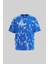 Erkek All Over Abstract Pattern Printed Oversize Soft Mavi Tişört 1