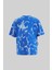 Erkek All Over Abstract Pattern Printed Oversize Soft Mavi Tişört 4