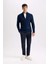 Twill Chino Kumaş Pantolon Slim Fit Dar Kesim Dar Paça Basic Düz Cepli B2091AX24AU 2