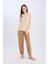 Pantolon Straight Fit Lastikli Bel Piliseli Basic Düz D4405AX24WN 2