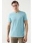Slim Fit Aqua Düz Kabartma Baskılı T-Shirt 1