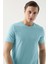 Slim Fit Aqua Düz Kabartma Baskılı T-Shirt 2