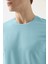 Slim Fit Aqua Düz Kabartma Baskılı T-Shirt 3