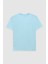 Slim Fit Aqua Düz Kabartma Baskılı T-Shirt 5