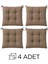 Elite 4 Adet Yumuşak Bej Sandalye Minderi 4’lü Set Kare 40X40CM Koltuk Minderi 1 Adet 1