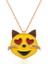 Gümüş Kalp Gözlü Kedi Emoji Bayan Kolye 1
