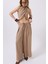 Düşük Bel Oversize Keten Vizon Pantolon 3