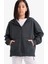 Kız Çocuk Kapüşonlu Basic Düz Cepli Fermuarlı Sweatshirt D9079A825SP 1
