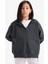 Kız Çocuk Kapüşonlu Basic Düz Cepli Fermuarlı Sweatshirt D9079A825SP 3