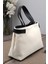 Kadın Keten Dokuma Vizon Tote Bag. El ve Omuz Çantası. RY425 4