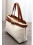 Kadın Keten Dokuma Vizon Tote Bag. El ve Omuz Çantası. RY425 3