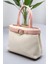 Kadın Keten Dokuma Vizon Tote Bag. El ve Omuz Çantası. RY425 3