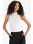 Slim Fit Dar Kesim Yarım Balıkçı Yaka Fitilli Kaşkorse Beyaz Atlet C7703AX25SP 3