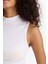 Slim Fit Dar Kesim Yarım Balıkçı Yaka Fitilli Kaşkorse Beyaz Atlet C7703AX25SP 5