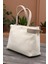 Kadın Keten Dokuma Vizon Tote Bag. El ve Omuz Çantası. RY425 4