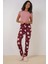 4323 Desenli Pijama Altı - Bordo 2