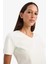 Slim Fit Dar Kesim V Yaka Basic Düz Ribana Kısa Kollu Tişört I1080AZ25SP 5