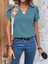 Kadın Kısa Kollu Lazer V Yakalı Ithal Krep Bluz 6