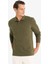 %100 Pamuk New Regular Fit Basic Düz Uzun Kollu Dokulu Pike Polo Tişört D7530AX25SP 4