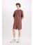 %100 Pamuk Regular Fit Düz Paça Şort E0442AX25SM 4