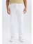 %100 Pamuk Relax Fit Rahat Kesim Düz Paça Keten Görünümlü Yazlık Beyaz Kumaş Pantolon D4251AX25SM 1