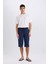 Long Fit File Astarlı Uzun Boy Kargo Cep Deniz Şortu E0905AX25HS 3