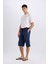 Long Fit File Astarlı Uzun Boy Kargo Cep Deniz Şortu E0905AX25HS 4