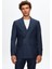 Ds Damat Slim Fit Lacivert Kazayağı Keten Karışımlı Takim Elbise 1