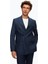 Ds Damat Slim Fit Lacivert Kazayağı Keten Karışımlı Takim Elbise 4